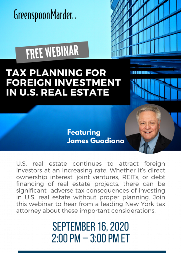 Tax Planning For Foreign Investment In U S Real Estate Greenspoon
