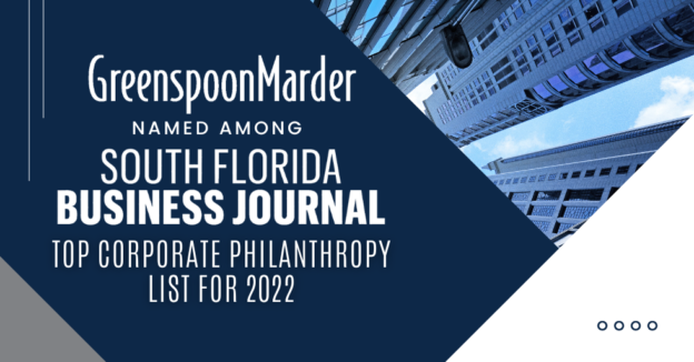 Greenspoon Marder Recognized Among South Florida Business Journal’s Top Corporate Philanthropy List 2022
